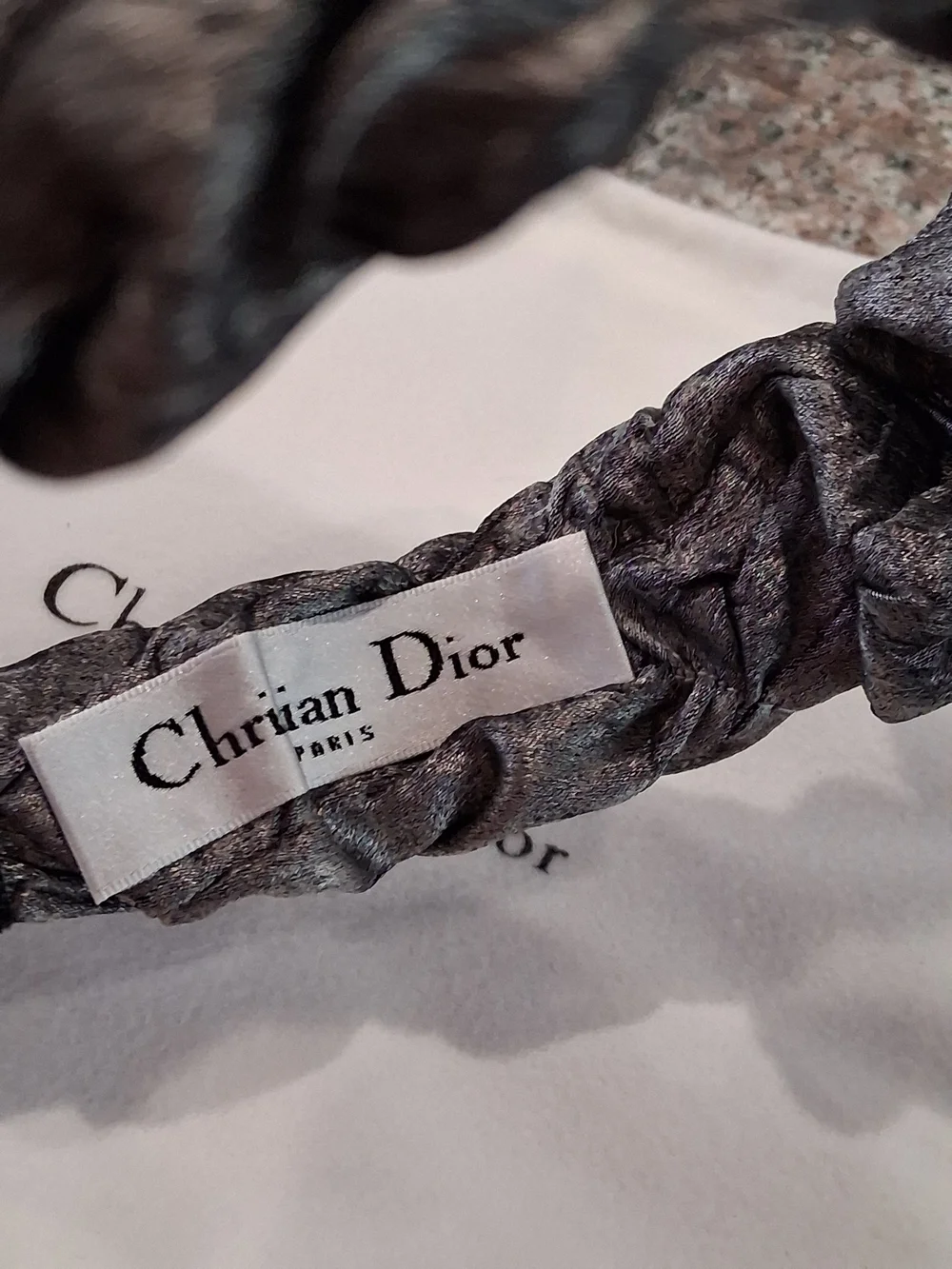Christian Dior Black & Gray Knotted Headband. Beautiful ,New